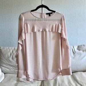 Banana Republic | Pink LS Ruffle Blouse | S Petite
